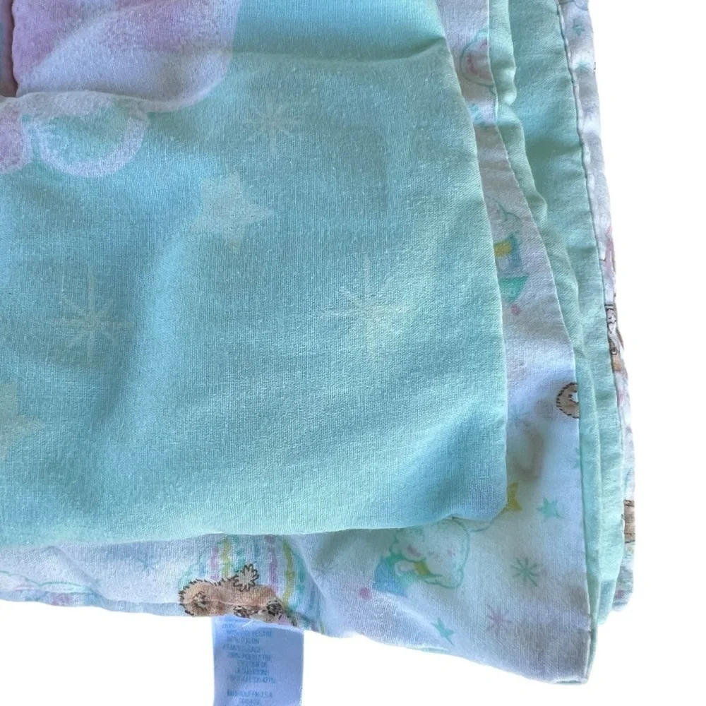 VTG Pastel Beddy Teddy Bear Riegel Quilted Crib Comforter BABY Blocks 31x42 GUC